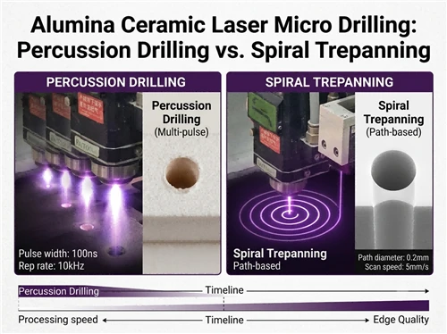 Alumiinioksidikeraaminen lasermikroporaus: iskuporaus vs. spiraalitrepaning